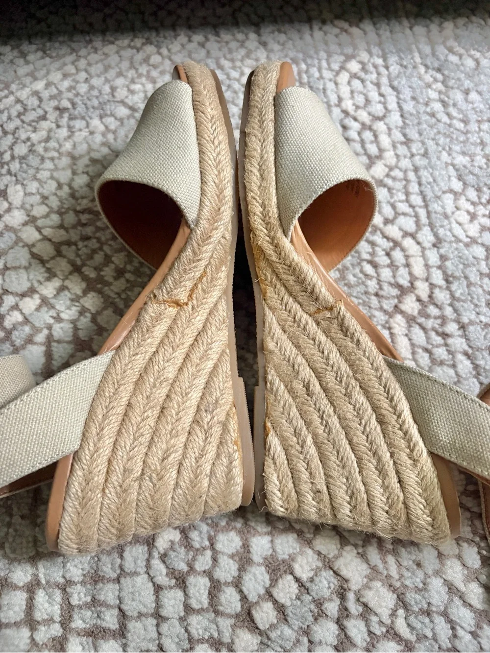 J. Crew Cream Strappy Canvas Espadrille Wedge Sandals